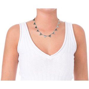 HOUSE OF HARLOW SILVER ETCHED COLLAR NECKLACE